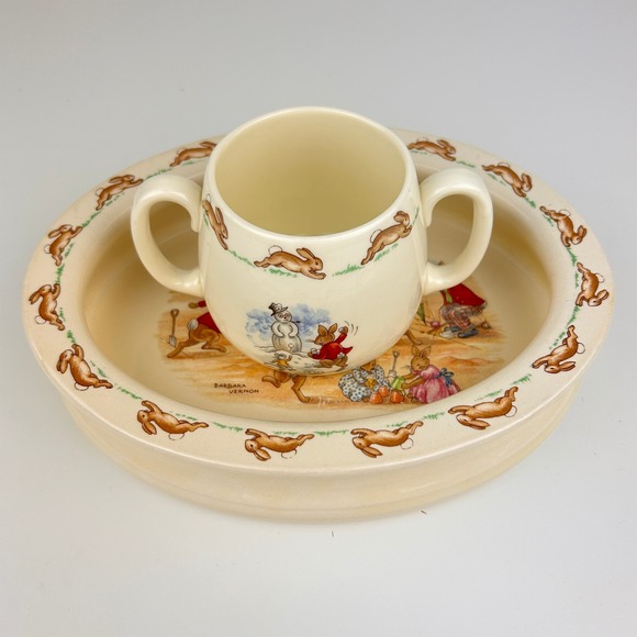 Royal Doulton Other - Royal Doulton Bunnykins Oval Bowl Mug Set Bone China England Vintage Set of 2